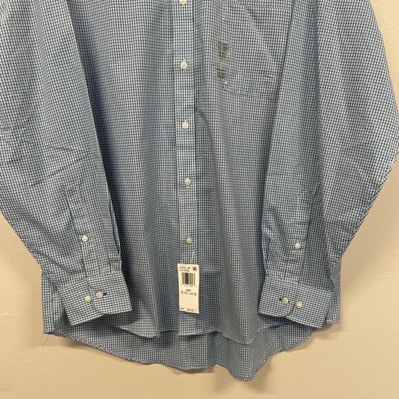 IZOD Long Sleeve Blue/White Check Button Up Shirt Regular Fit Men’s Large - Picture 2 of 9